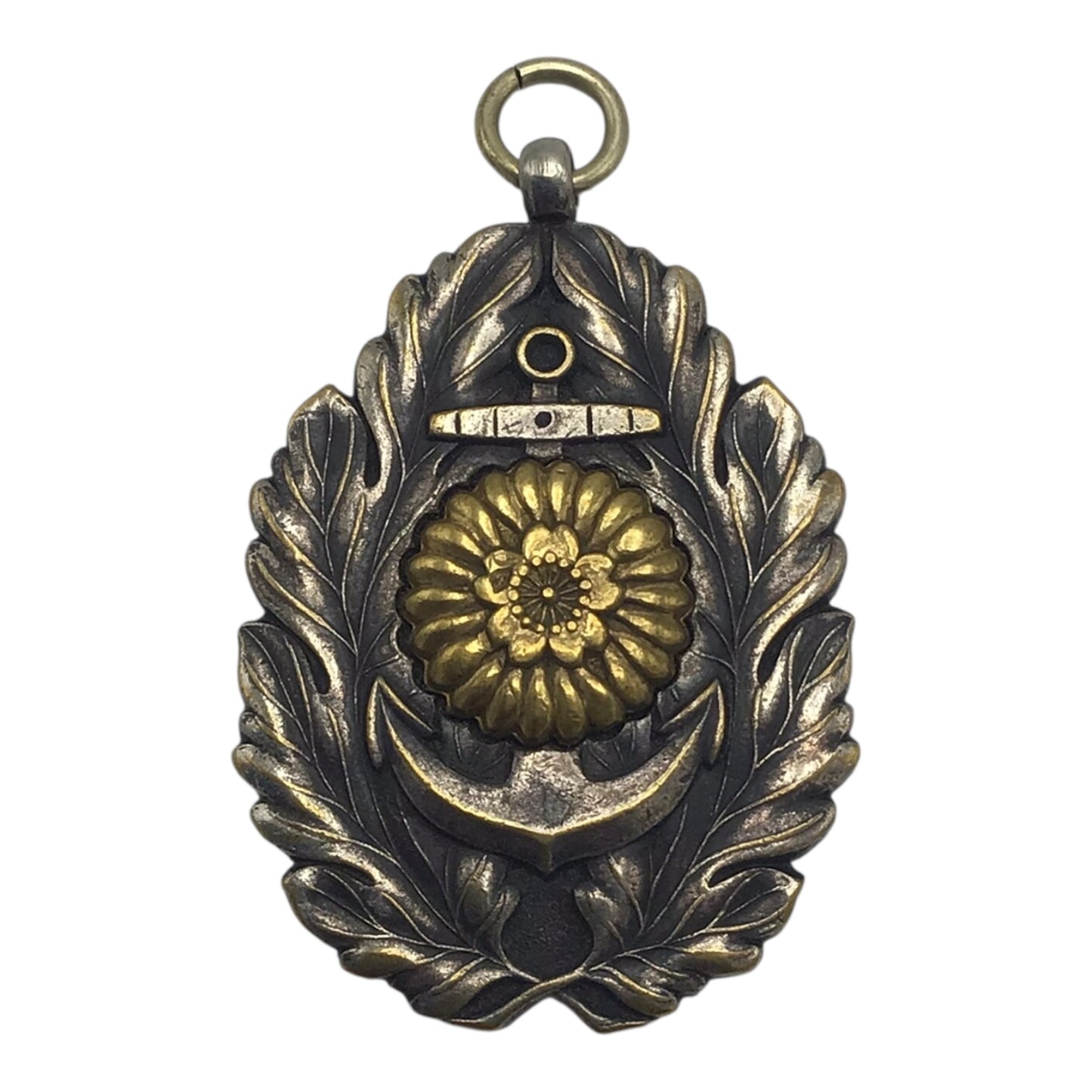 Japanese WW2 1935 Navy Special Maneuvers Badge 2nd Variation Silvered Watch Fob