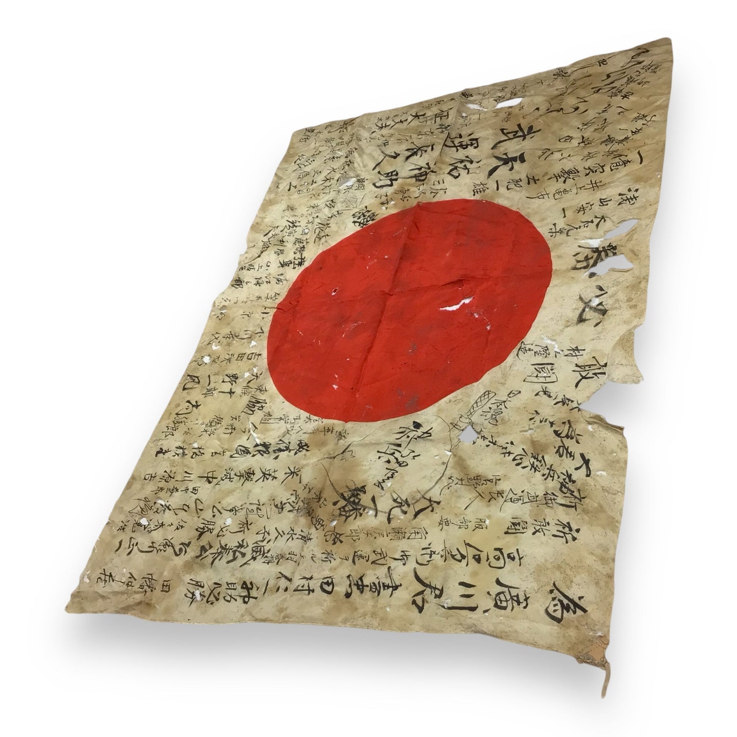 Japanese WWII Signed Kamikaze Flag – Yosegaki Hinomaru - Authentic Wartime Wear