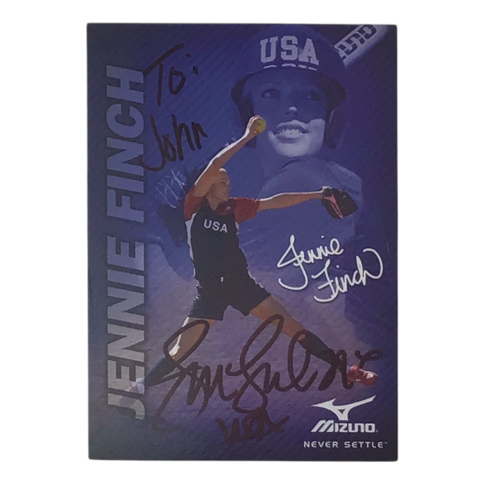 Jennie Finch Signed Softball Card - Autographed Sports Memorabilia