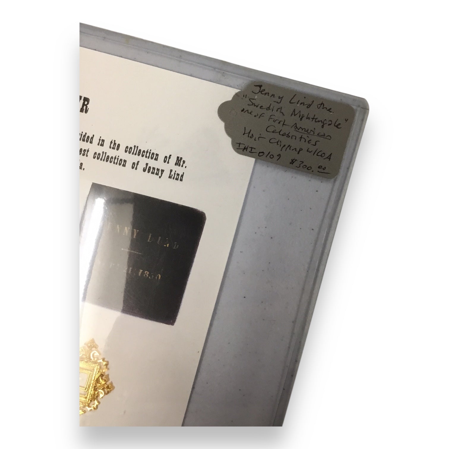 Jenny "Swedish Nightengale" Lind Hair Clipping with Certificate of Authenticity