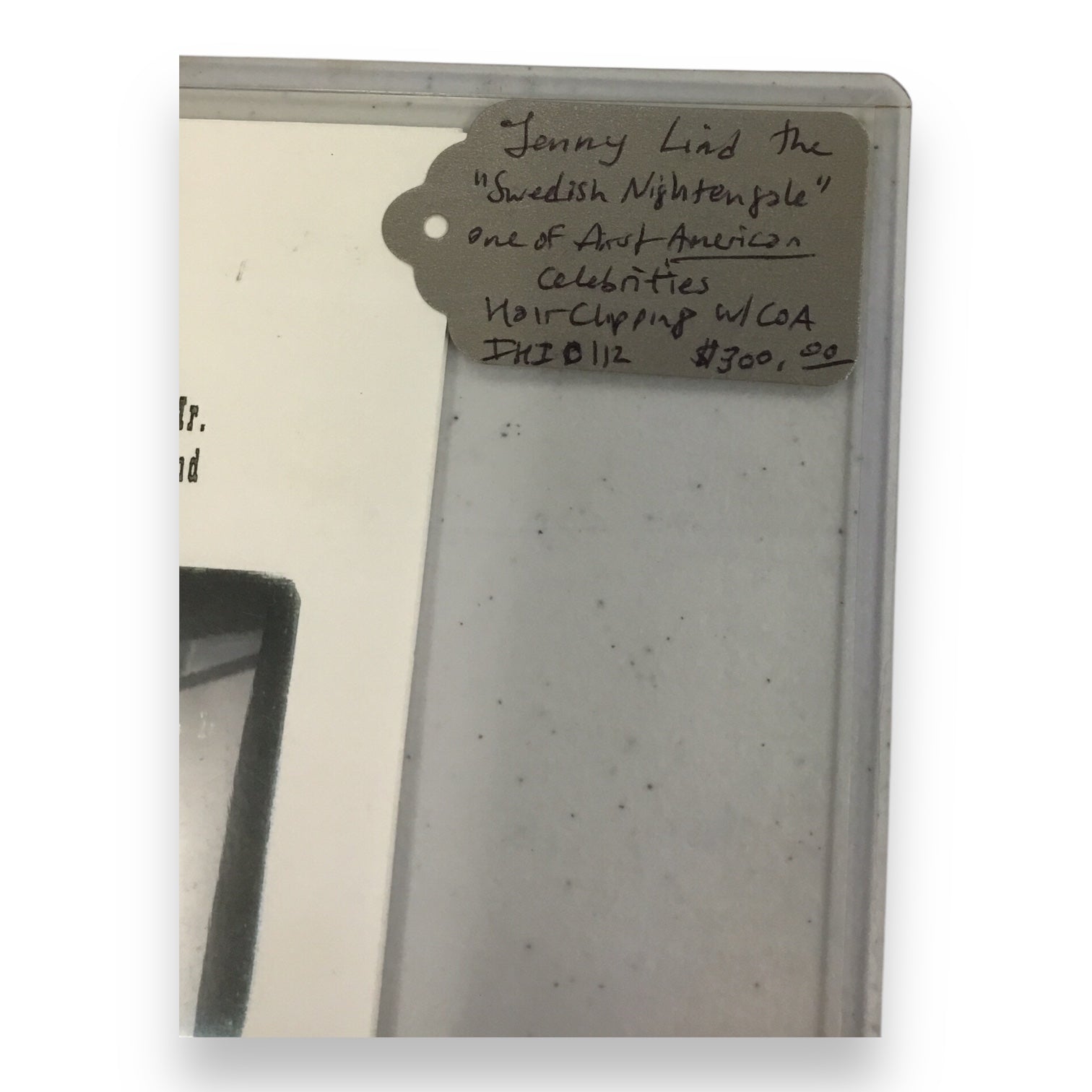 Jenny "Swedish Nightengale" Lind Hair Clipping with Certificate of Authenticity