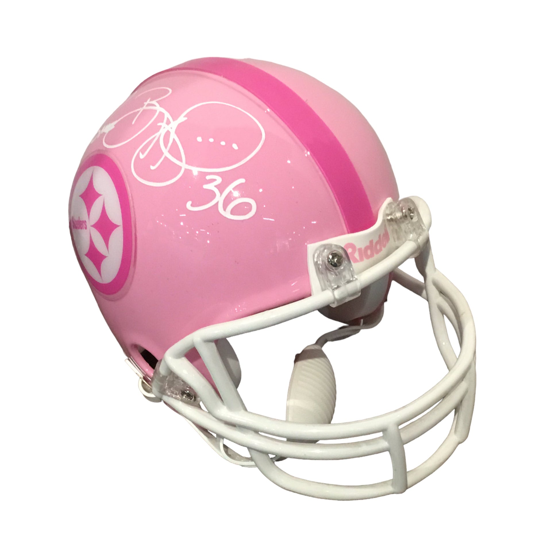 Jerome Bettis Autographed Pink Steelers Mini Helmet with Beckett Certification