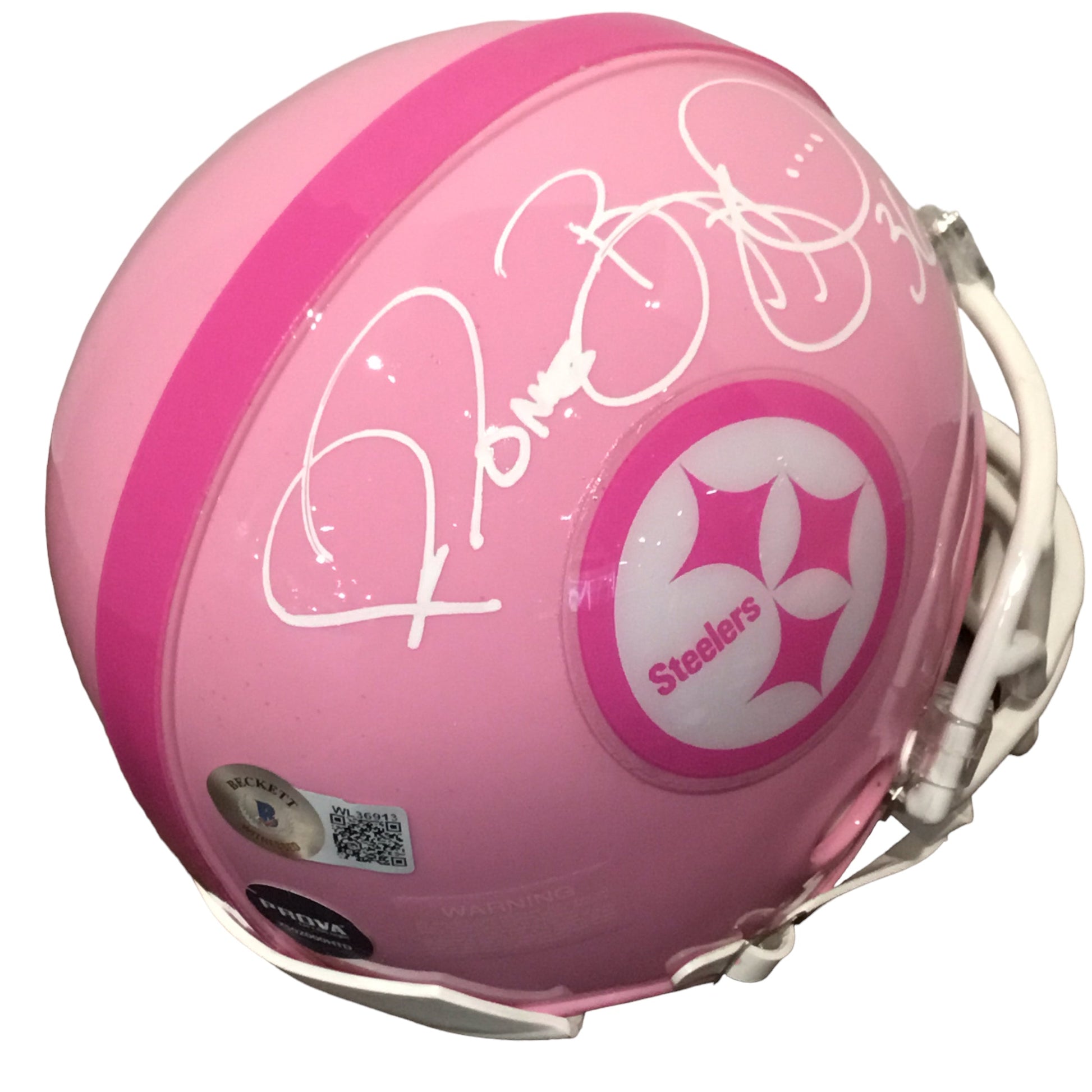 Jerome Bettis Autographed Pink Steelers Mini Helmet with Beckett Certification