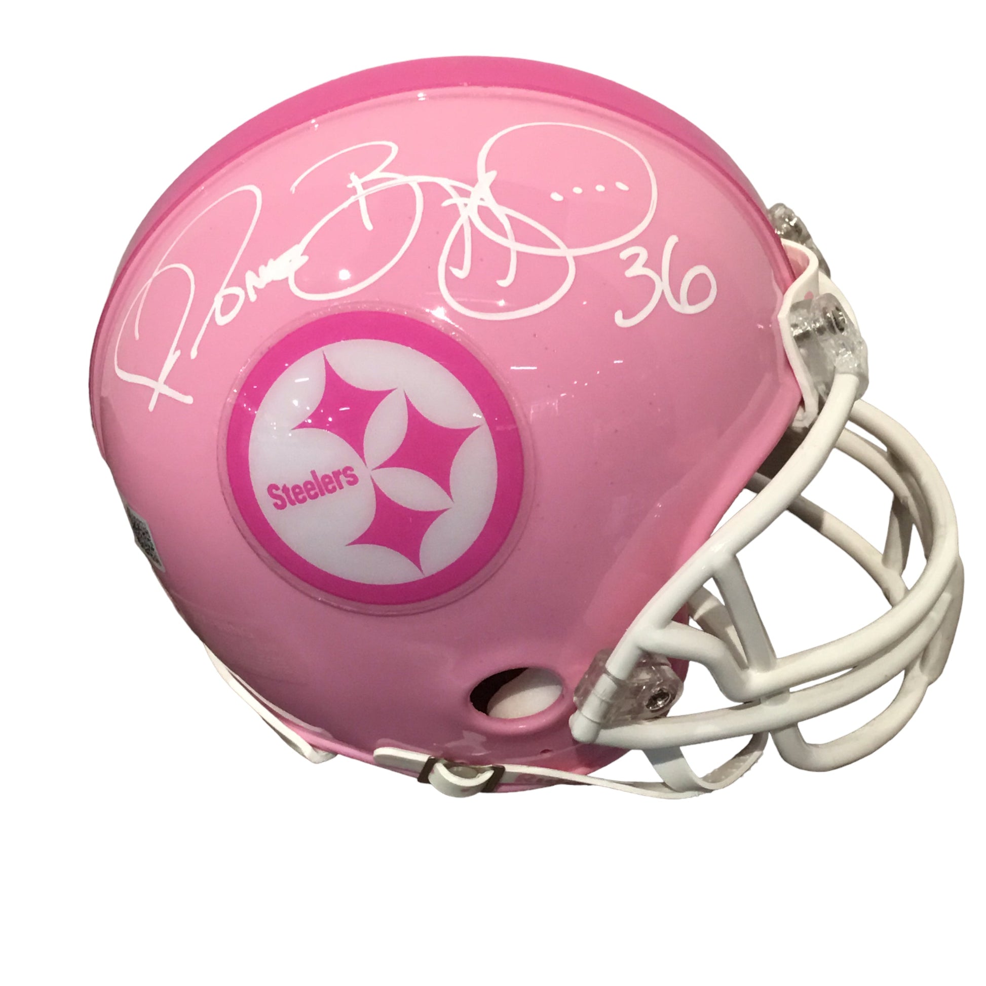 Jerome Bettis Autographed Pink Steelers Mini Helmet with Beckett Certification