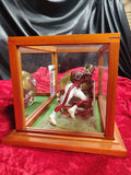 Jerry Rice 49ers Autographed Mini Helmet Shadowbox w/ Jersey Card + Figure