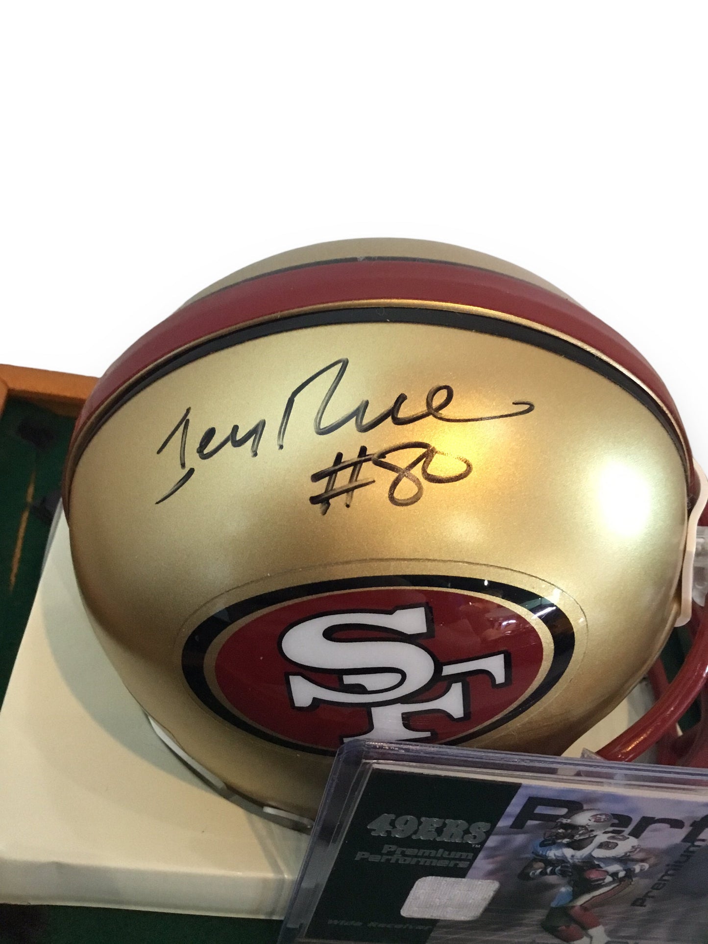 Jerry Rice 49ers Certified Authentic Autographed Mini-helmet Shadowbox