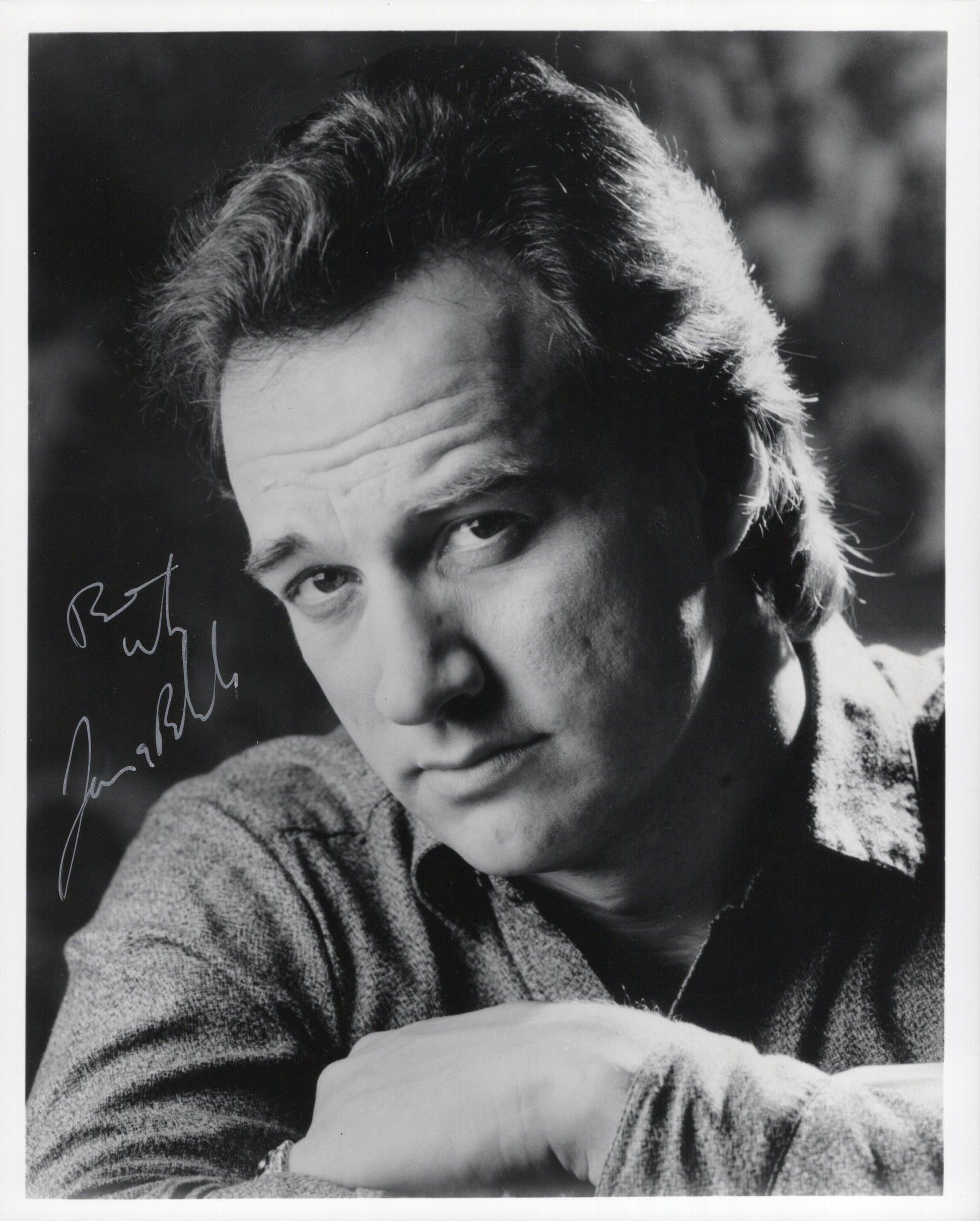 Jim Belushi Headshot Signed Photo 8x10 B&W Personalized "Best", PSA Letter Certified Authentic