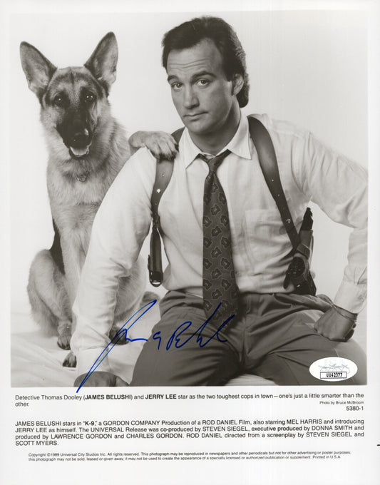Jim Belushi Signed Photo 8x10, Jim Belushi Autograph, James Belushi as Detective Thomas Dooley in K-9 with Jerry Lee the Dog, JSA and PSA Letter Double Certified Authentic UU42377