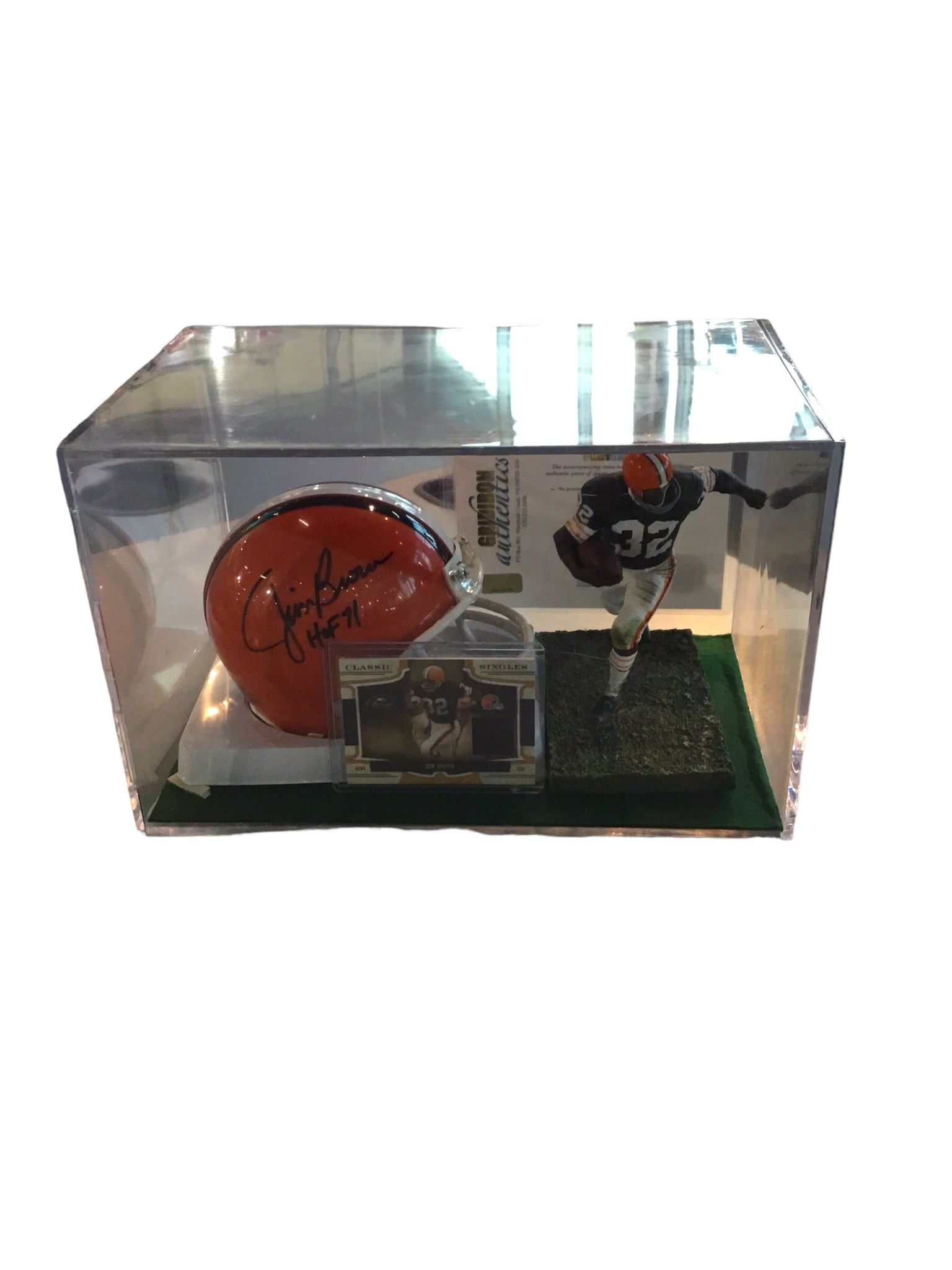 Cleveland Browns Jim Brown Mini Helmet Shadowbox W/ Card 