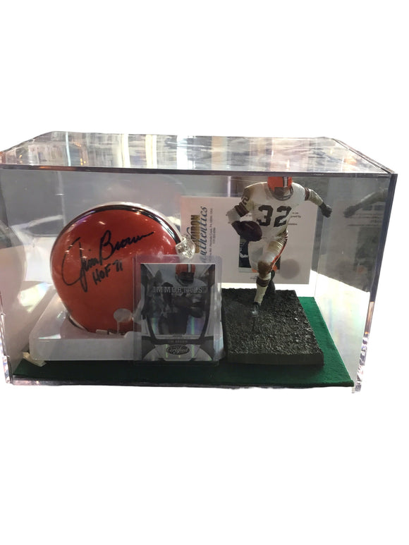 Jim Brown Certified Authentic Autographed Mini-helmet Shadowbox & Jersey card