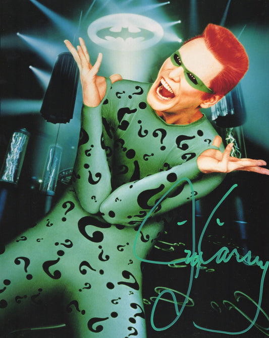 Jim Carrey Signed Photo 8x10 in Batman as The Riddler