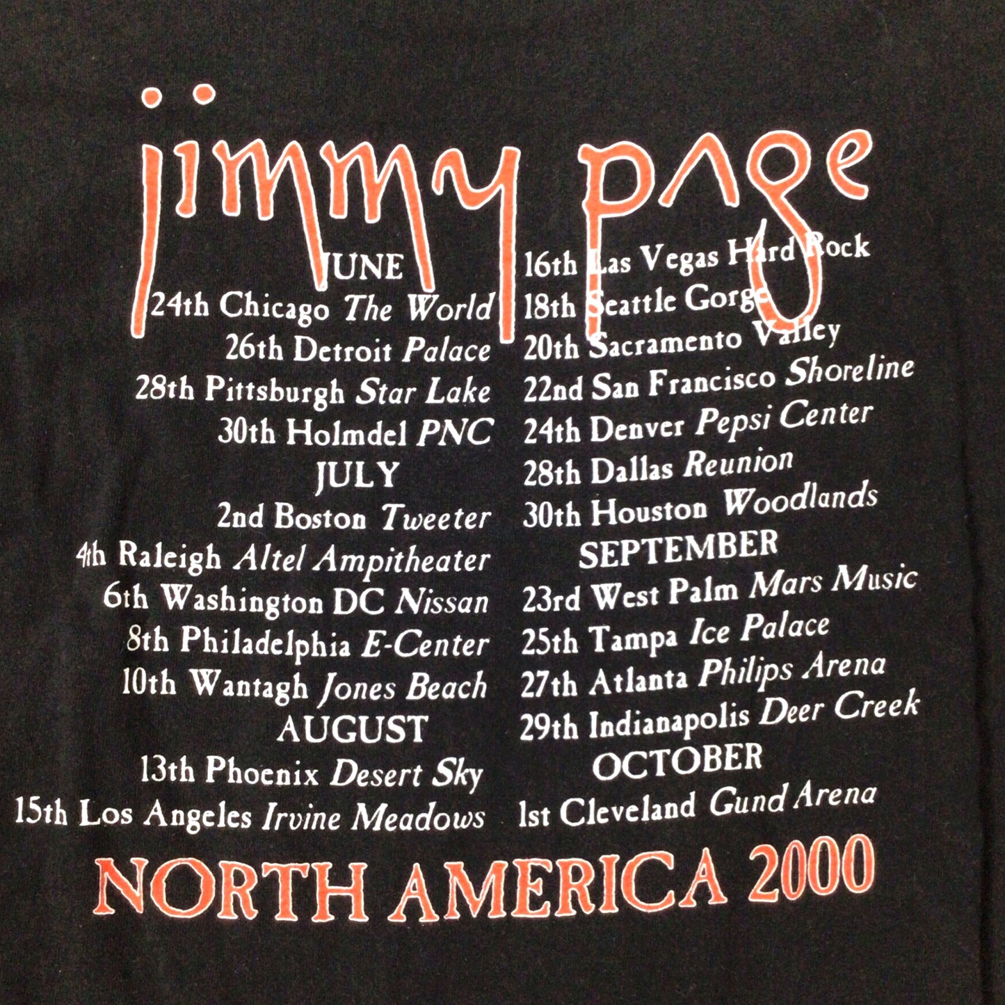 Jimmy Page North America Tour 2000 - Concert T-Shirt