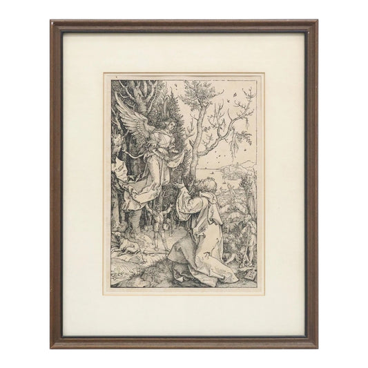 "Joachim & the Angel" Woodcut by Albrecht Dürer, Framed w/Two Collector Stamps