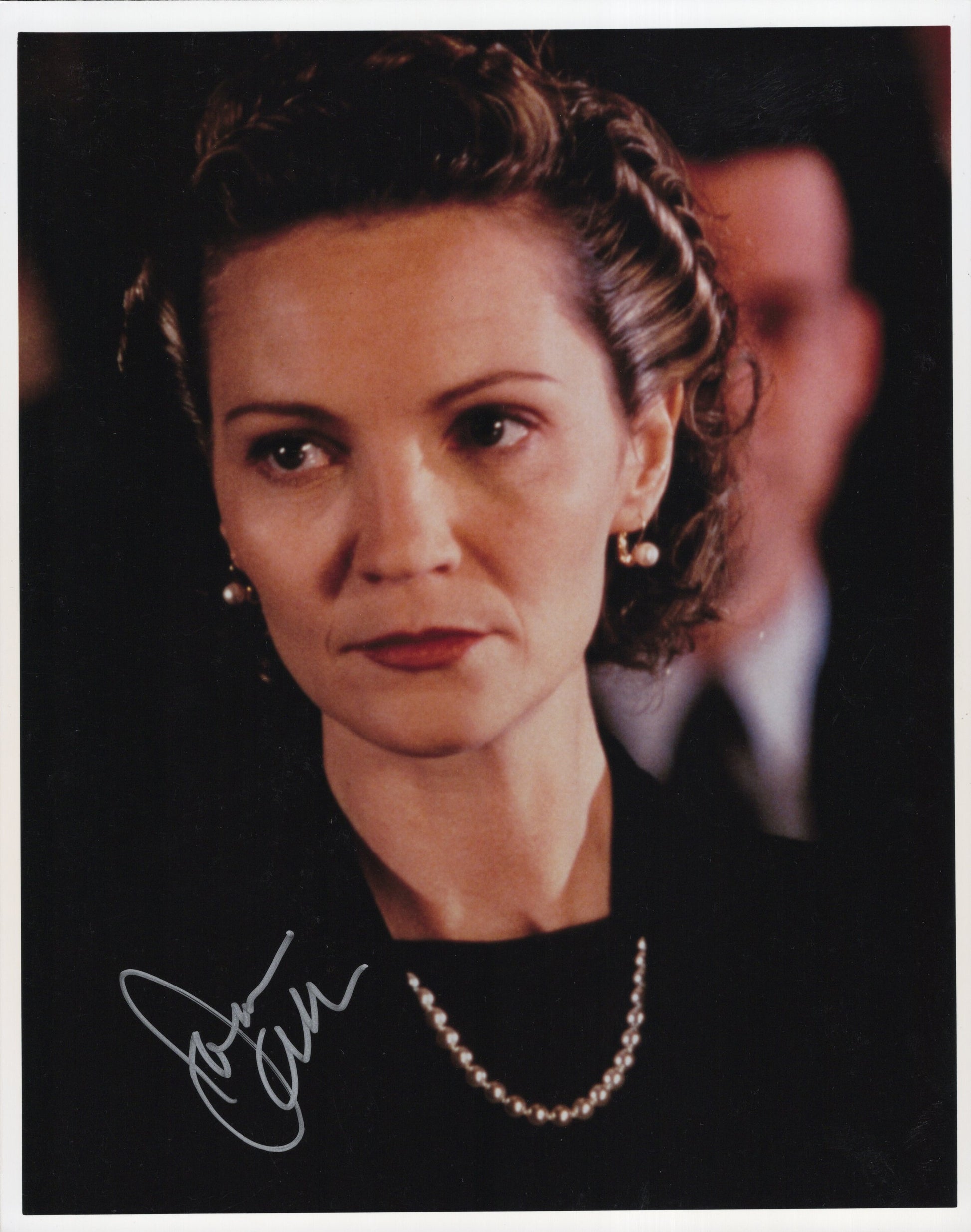 Joan Allen Signed Photo 8x10, Joan Allen Autograph in The Bourne Supremacy wearing Black Dress with Pearls, PSA Letter Certified Authentic