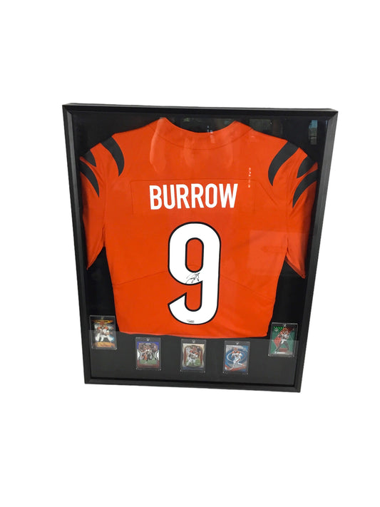 Joe Burrow Autographed Jersey Framed Fanatics Certified W/5 Cards 4 are Rookie Cards