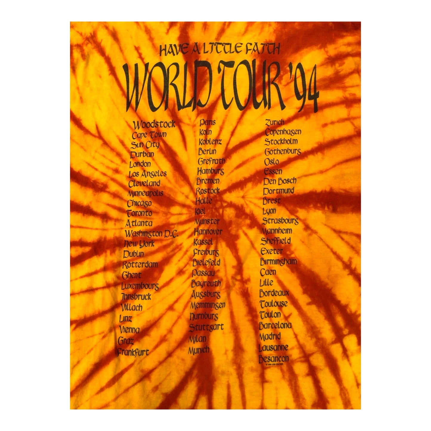 Joe Cocker Have a Little Faith 1994 World Tour - Concert T-Shirt
