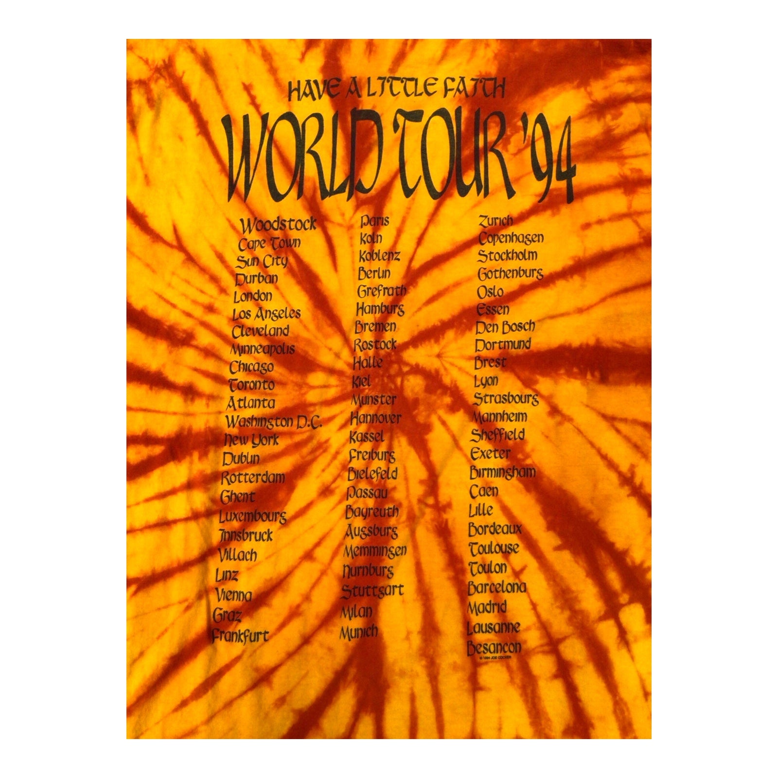 Joe Cocker Have a Little Faith 1994 World Tour - Concert T-Shirt