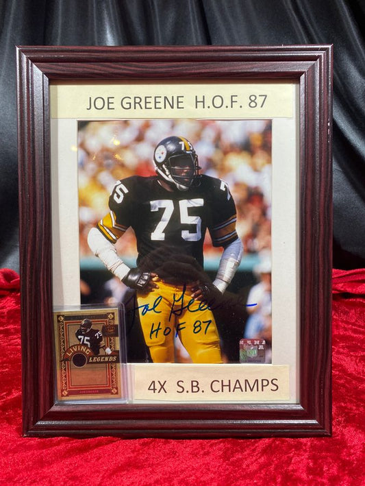 Joe Greene HOF '87 Signed Framed Photo & Card Certified