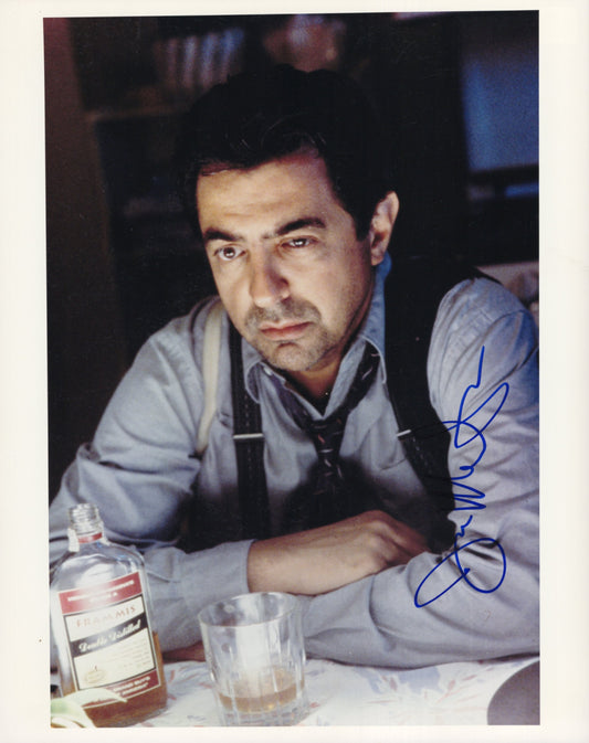 Joe Mantegna Signed Photo 8x10, Joe Mantegna Autograph of Three Amigos and The Godfather Seated in Shirt and Suspenders, PSA Letter Certified Authentic