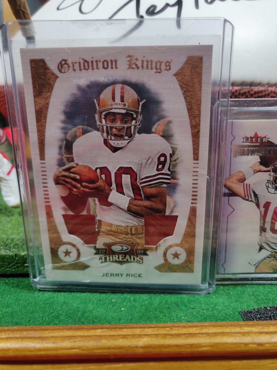 Joe Montana Jerry Rice 49ers Autographed Football Shadowbox + Card + Figures