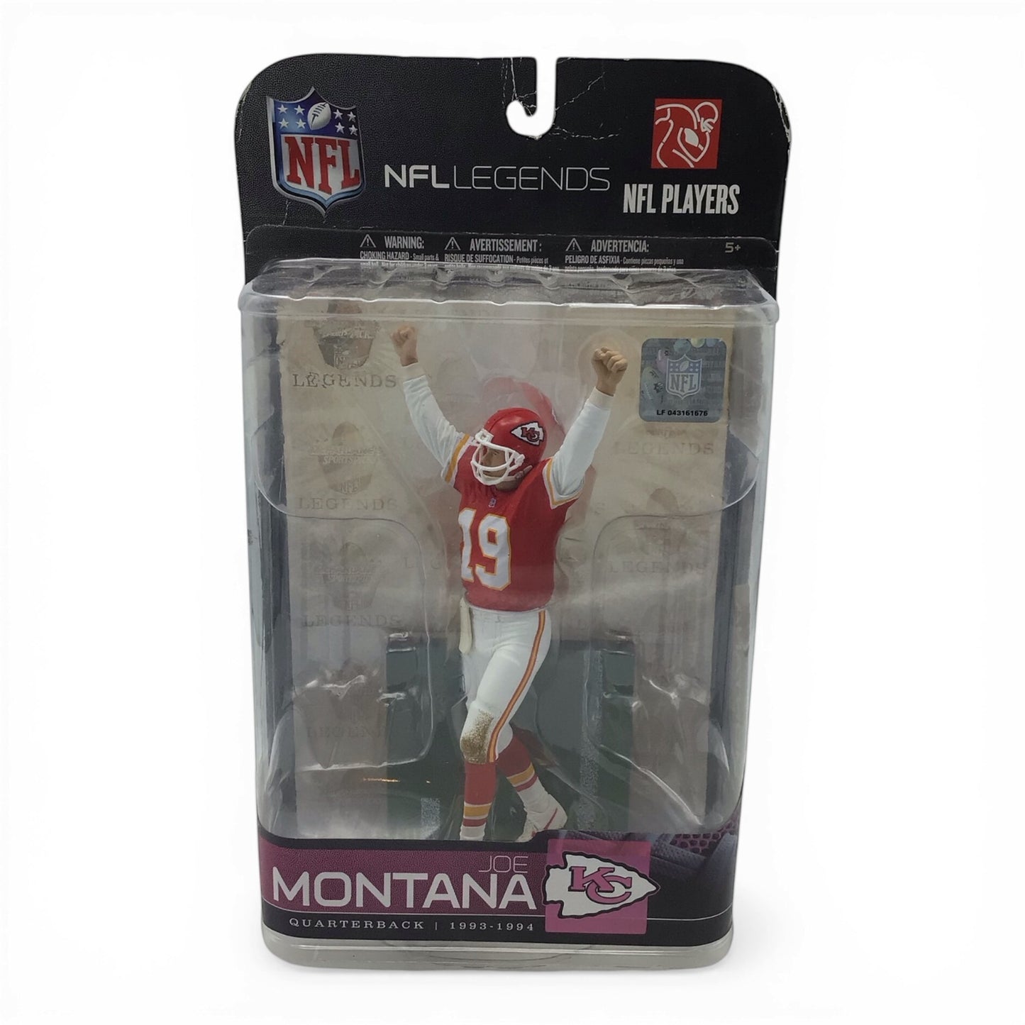 Joe Montana McFarlane NFL Legends 2009 Figure Chiefs QB Red Uniform NIB