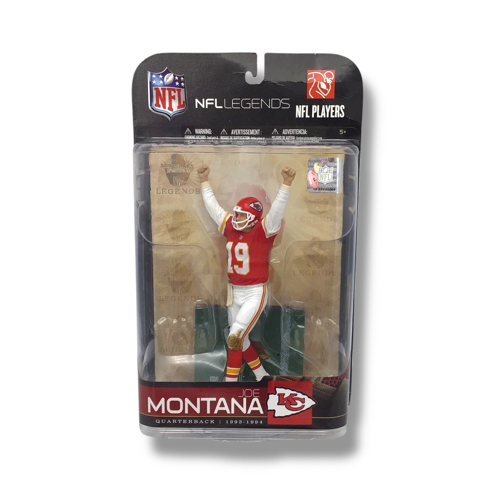 Joe Montana McFarlane NFL Legends 2009 Figure Chiefs QB Red Uniform NIB
