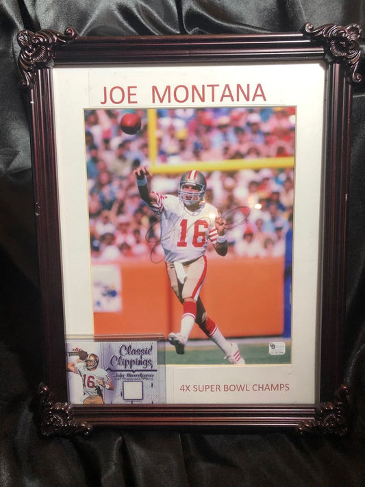 Joe Montana Signed Photo 8x10 San Francisco 49ers Framed Global Authentics