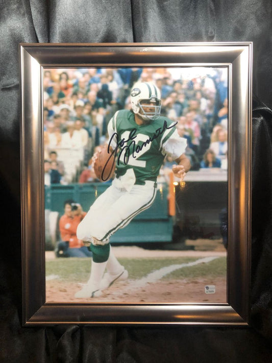 Joe Namath Signed Photo 11x14 New York Jets Framed Global Authentics COA