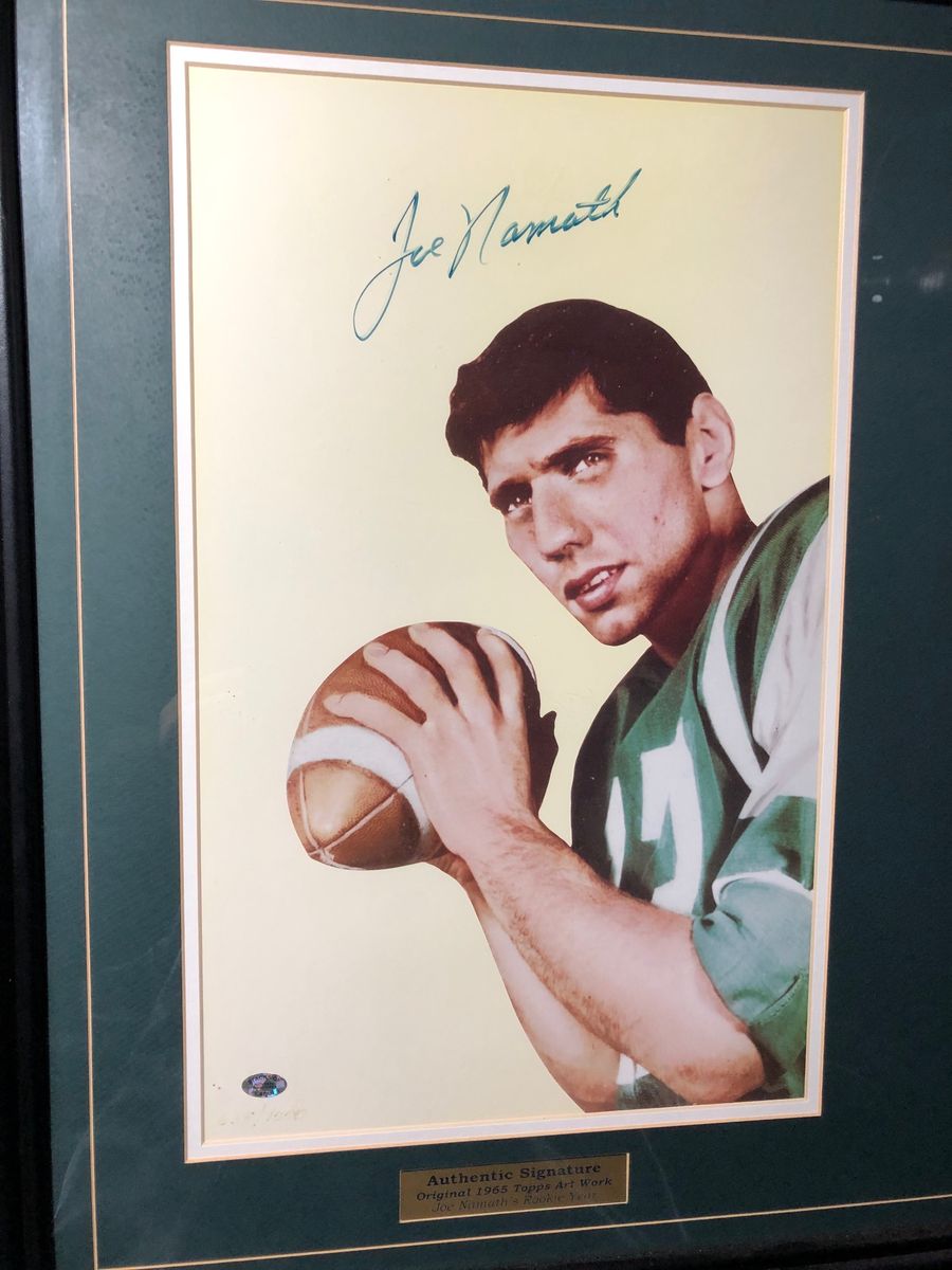 Joe Namath Signed Topps 1965 Style Photo New York Jets Framed 8x10