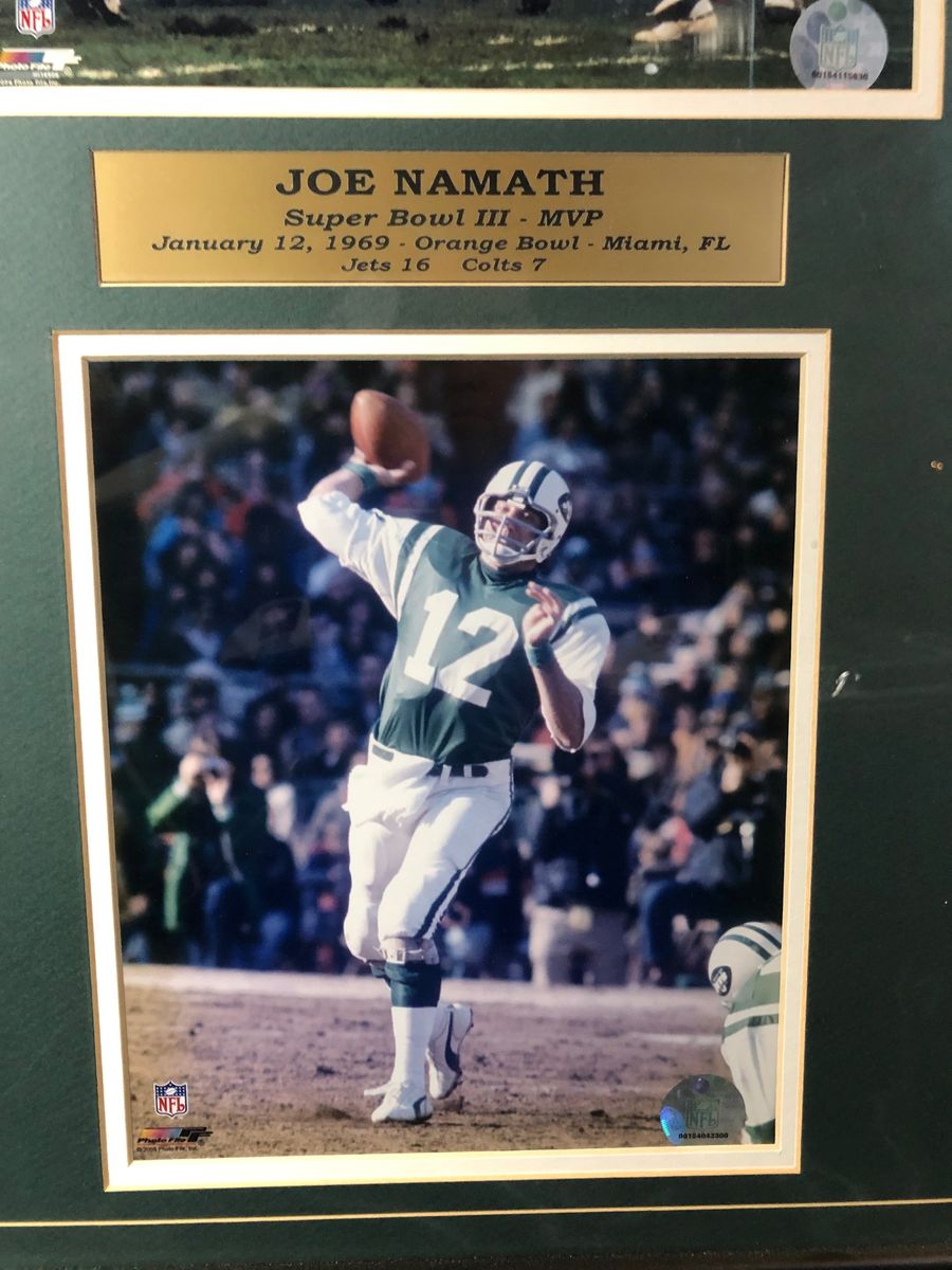 Joe Namath Signed Topps 1965 Style Photo New York Jets Framed 8x10