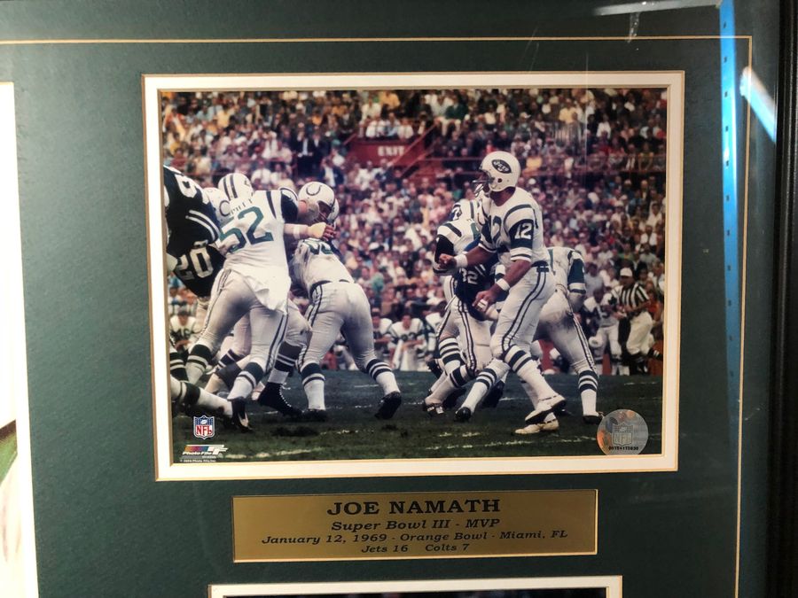 Joe Namath Signed Topps 1965 Style Photo New York Jets Framed 8x10