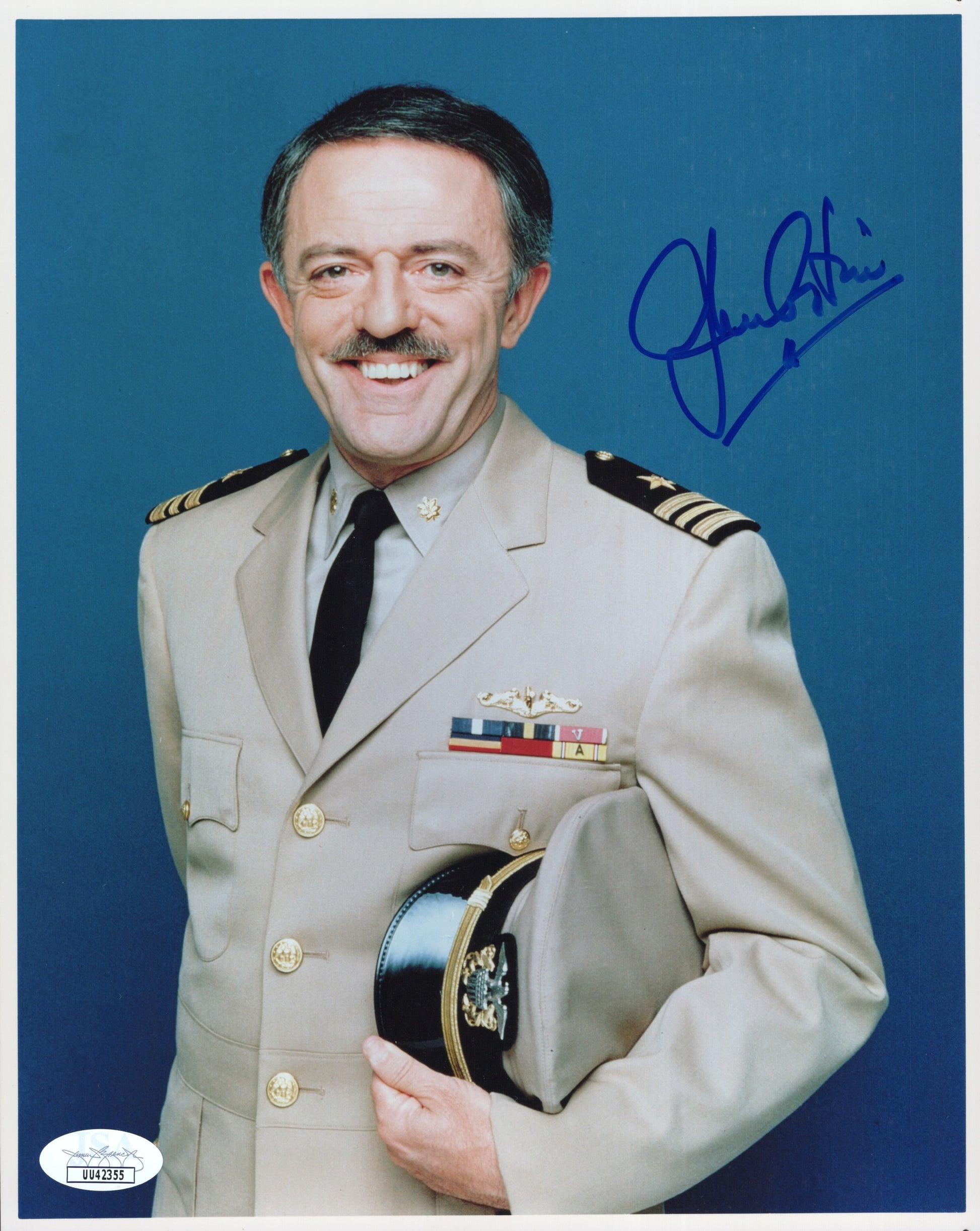 John Astin Signed Photo 8x10, John Astin Autograph in Navy Uniform, JSA and PSA Letter Double Certified Authentic UU42355