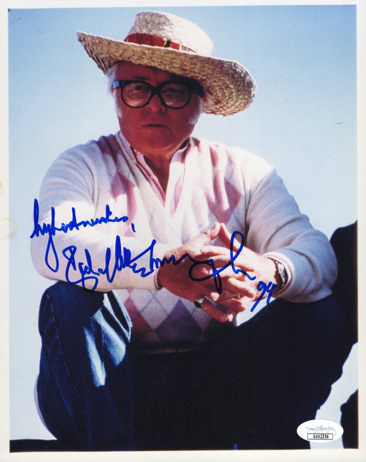 John Attenborough Signed 8x10 Photo, "My Best Wishes" in Straw Hat, JSA & PSA