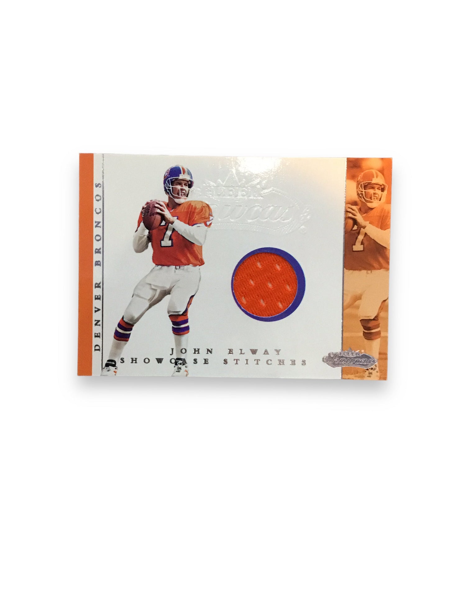 John Elway Broncos Autographed Mini Helmet Shadowbox w/ Jersey Card and Figure