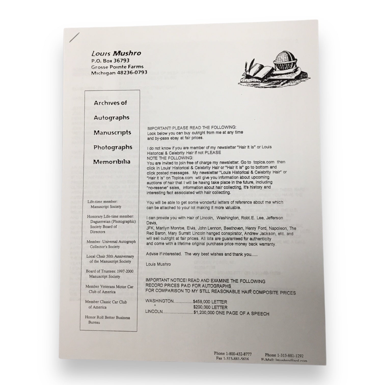 John F. Kennedy Hair Sample with Certificate of Authenticity