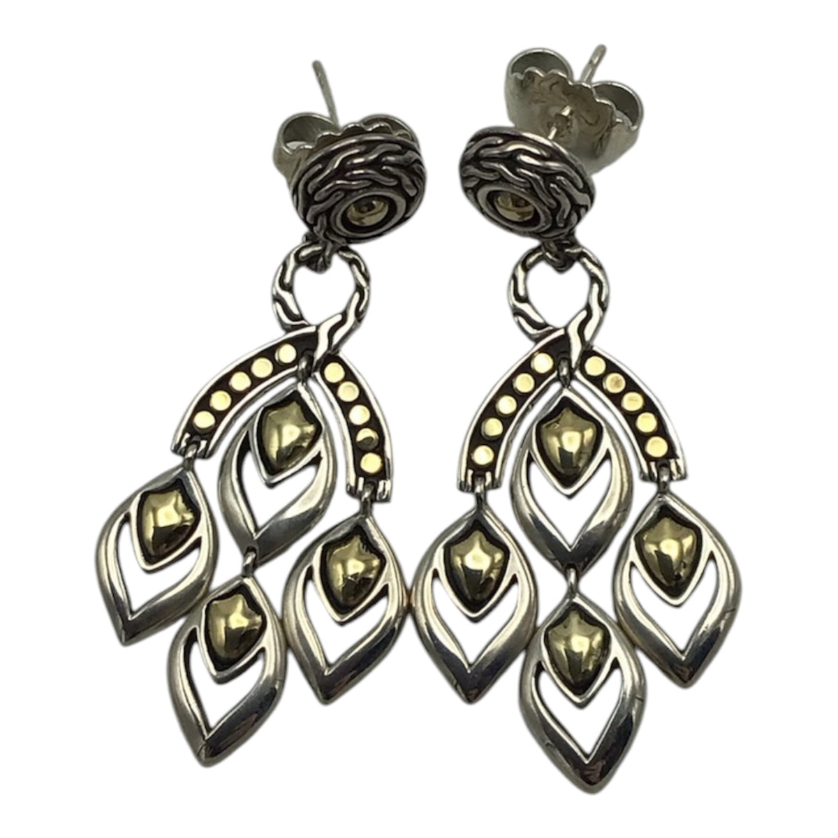 John Hardy Sterling Silver 18k Gold Legends Naga Dangle Chandelier Earrings