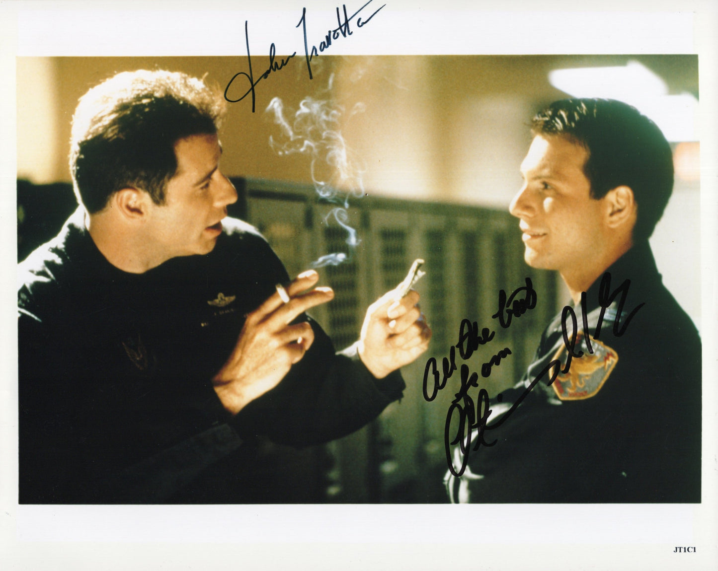 John Travolta and Christian Slater in Broken Arrow Signed Photo 8x10, Personalized "All the Best"