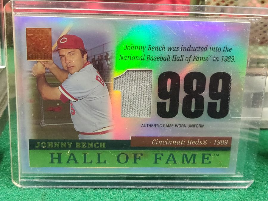 Johnny Bench Signed Baseball Shadowbox 9x10x12 Reds HOF 89 JSA w/ Card + Figure