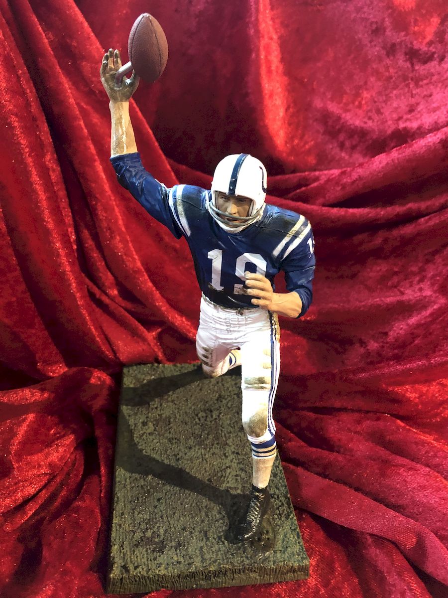 Johnny Unitas Colts Possibly Authentic Autographed Football Shadowbox