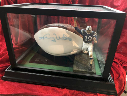Johnny Unitas Colts Possibly Authentic Autographed Football Shadowbox