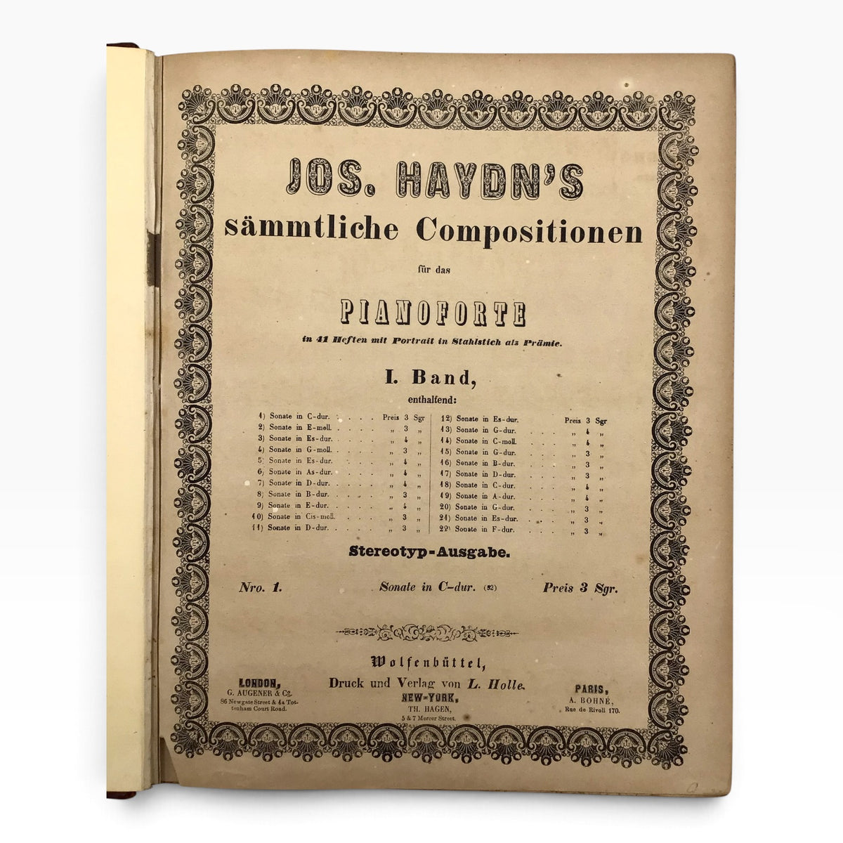 Joseph Haydn's Selected Solo Piano Sonatas 1800s – Antique Sheet Music - German