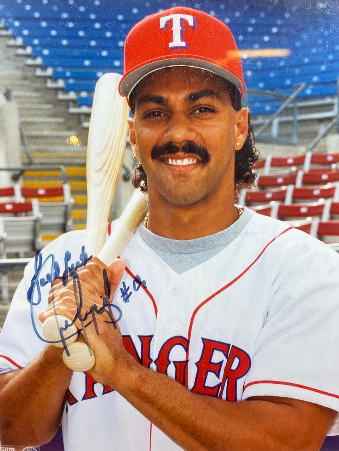 Juan Gonzalez Signed 15x17 Framed Photo Texas Rangers JSA COA