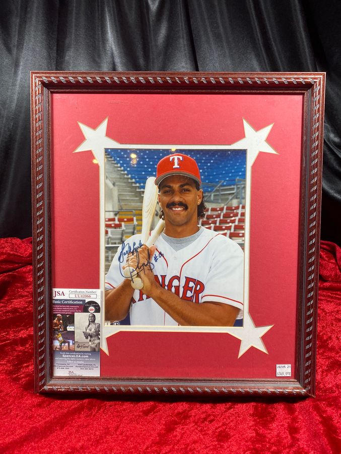 Juan Gonzalez Signed 15x17 Framed Photo Texas Rangers JSA COA