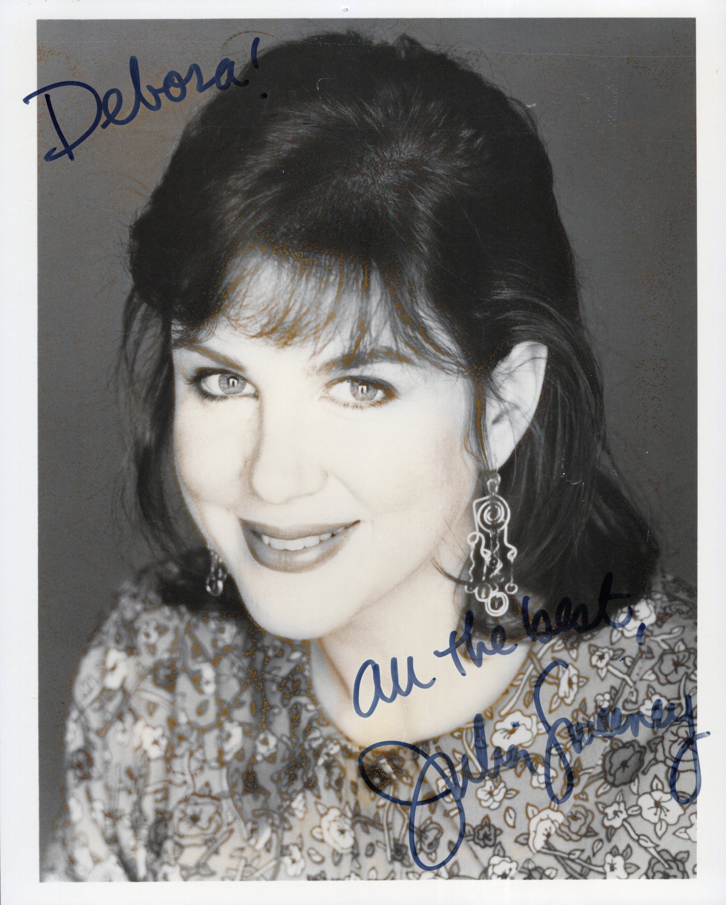 Julia Sweeney Signed Photo 8x10 Personalized "Debora! All the best", Julia Sweeney Autograph from SNL, B&W Head Shot