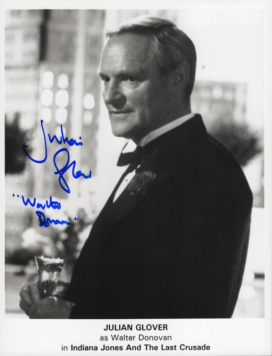 Julian Glover Signed Photo 8.5x6.5, Julian Glover Autograph as Walter Donovan in Indiana Jones and The Last Crusade in Tuxedo, PSA Letter Certified Authentic