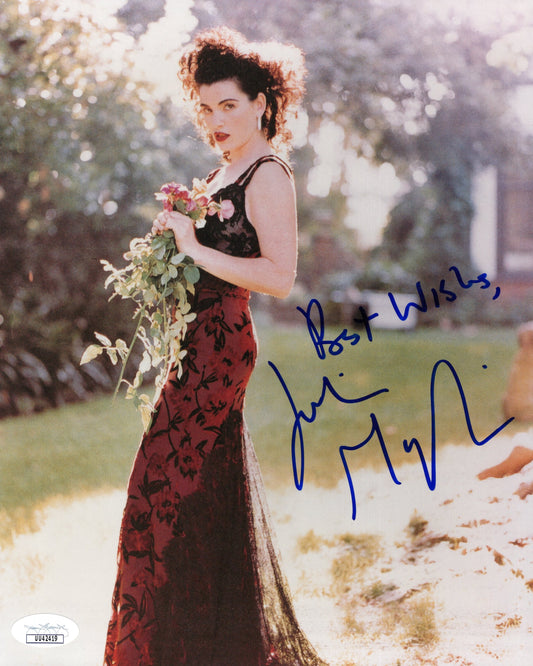 Julianna Margulies Signed Photo 8x10 Personalized "Best Wishes", Julianna Margulies Autograph in Full Length Dress with Roses, JSA and PSA Letter Double Certified Authentic UU42419