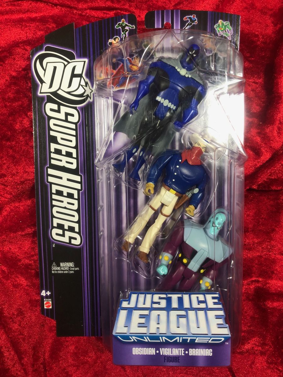 Justice League Unlimited- 3 Figure Pack with Obsidian, Vigilante & Brainiac