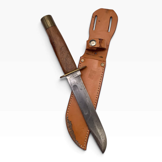 KA-BAR Olean N.Y. U.S. Military Vintage Fixed Blade Knife with Leather Sheath