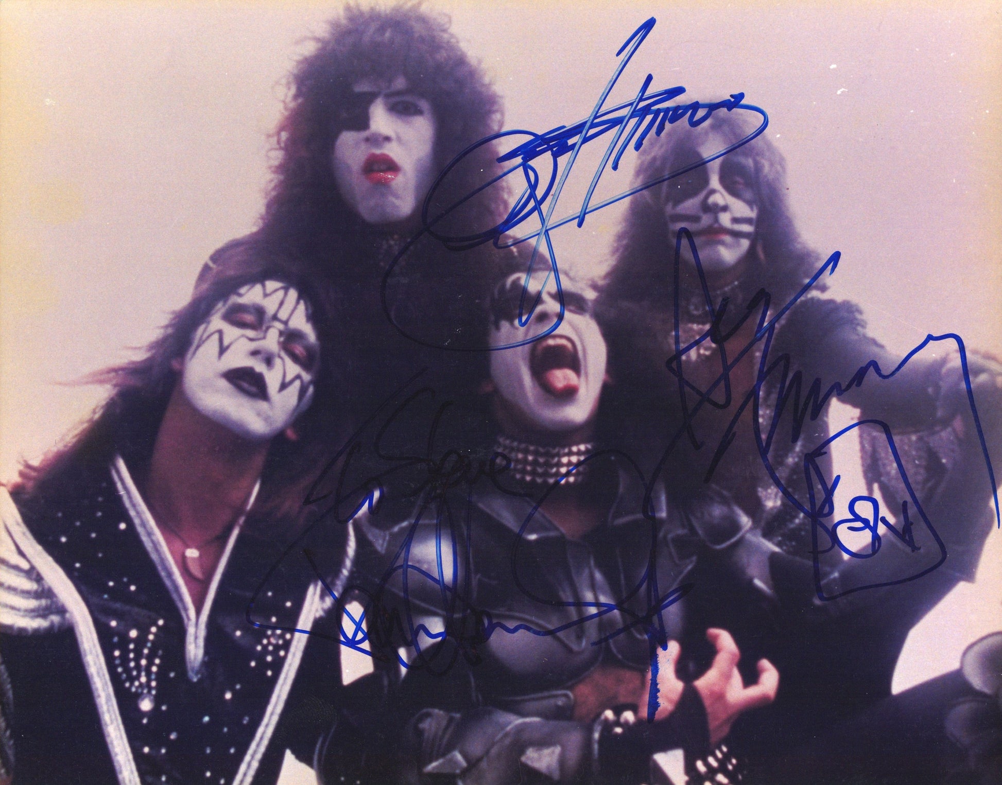 KISS Signed photo 8x10, KISS Autograph by All 4 Members, JSA Letter BB93679 and PSA Letter Double Certified Authentic