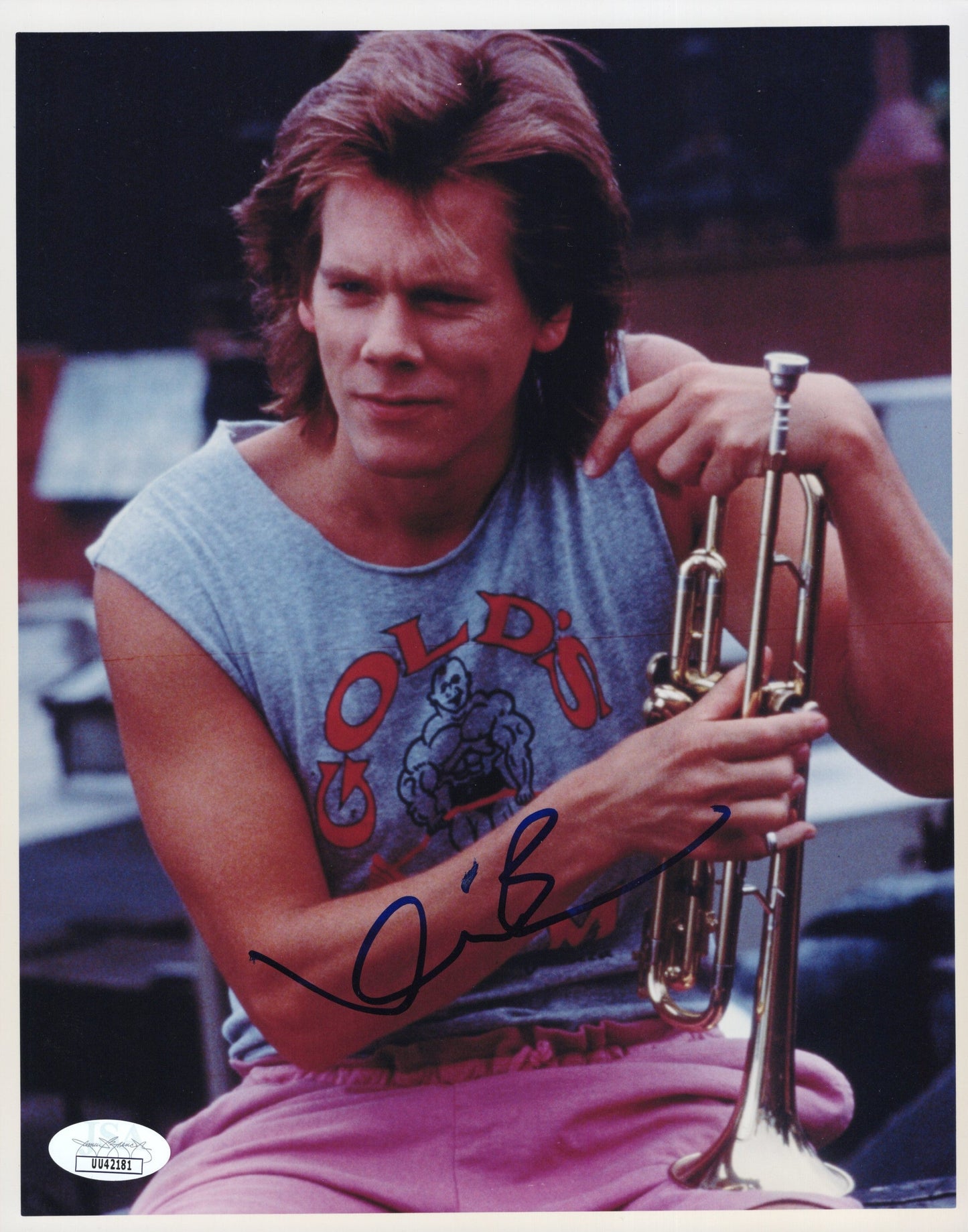 Kevin Bacon Signed Photo 8x10 with Trumpet JSA & PSA Certified Authentic